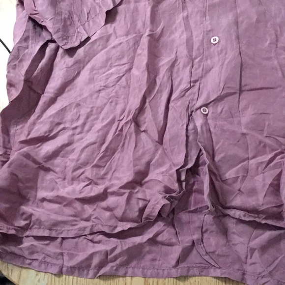 Mens 100% Silk Button-Up Shirt Mauve Size XLarge - Picture 4 of 6